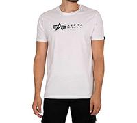 Rundhalsshirt ALPHA INDUSTRIES "Label T 2 Pack", Jungen, Gr. XL, weiß (2xweiß), Single Jersey, Obermaterial: 100% Baumwolle, unifarben mit Farbeinsatz, normal normal, Rundhals, gerader Abschluss, Shir