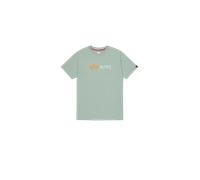 Kurzarmshirt ALPHA INDUSTRIES "Alpha Label T", Herren, Gr. L, frost grün, Single Jersey, Obermaterial: 100% Baumwolle, bedruckt, regular fit normal, Rundhals, Shirts (23542742-L) frost grün