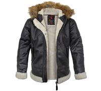 Alpha Industries B3 FL Hooded Fliegerjacke (Sale) schwarz, Größe L, Herren, mit Kapuze, Synthetik