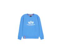 Sweater ALPHA INDUSTRIES "Basic Sweatshirt BL", Herren, Gr. S, blau (mediteranian blau), Obermaterial: 80% Baumwolle, 20% Polyester, regular fit, Sweatshirts Sweater (90140344-S) mediteranian blau