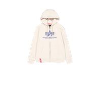 Hoodie ALPHA INDUSTRIES "Basic Zip Hoodie BL", Herren, Gr. XL, weiß (vintage weiß), Obermaterial: 80% Baumwolle, 20% Polyester, regular fit, Sweatshirts (32971242-XL) vintage weiß