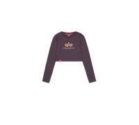 Alpha Industries Damen Basic Cropped LS, Plum, L