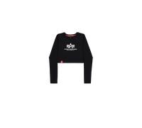 Alpha Industries Basic Cropped Longsleeve Langarmshirt Größe L Schwarz