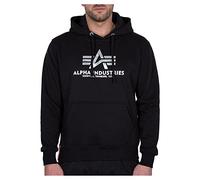 Alpha Industries Basic Hoody Foil Print Kapuzensweat für Herren Black/Metalsilver