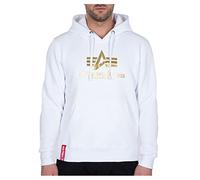 White / Yellow Gold M Alpha Industries Basic Hoodie Foil Print