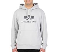 Kapuzensweatshirt ALPHA INDUSTRIES "Basic Hoody", Herren, Gr. S, grau (pastel grau), angeraute Sweatware, Obermaterial: 100% Baumwolle, bedruckt, normal normal, Rundhals, Rippbündchen, Sweatshirts, Ba