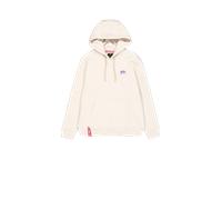 Kapuzensweatshirt ALPHA INDUSTRIES "Hoody Small Logo", Herren, Gr. L, weiß (vintage weiß), angeraute Sweatware, Obermaterial: 80% Baumwolle, 20% Polyester, bedruckt, modisch, normal, Rundhals, Langarm