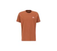 T-Shirt ALPHA INDUSTRIES "Alpha Industries Men - T-Shirts Basic T Small Logo", Herren, Gr. S, braun (hazel braun), Shell: 100% Cotton, Kurzarm, Shirts (42521332-S) hazel braun