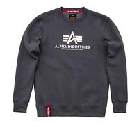 Sweatshirt ALPHA INDUSTRIES "Basic Sweater", Herren, Gr. XL, grau (grauschwarz), angeraute Sweatware, Obermaterial: 80% Baumwolle, 20% Polyester, bedruckt, normal normal, Rundhals, Rippbündchen, Sweat