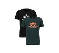 T-Shirt ALPHA INDUSTRIES "Alpha Industries Men - T-Shirts Basic T 2 Pack" Gr. L, blau (black, dark petrol) Herren Shirts (37000355-L) black, dark petrol