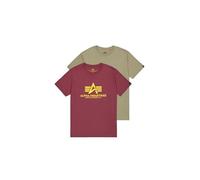 Alpha Industries Basic T 2 Pack T-Shirt für Herren Olive/Burgundy