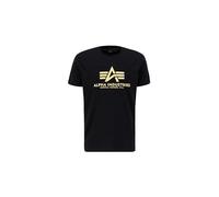 Rundhalsshirt ALPHA INDUSTRIES "Basic T Carbon", Damen, Gr. XL, schwarz (schwarz, gold), Single Jersey, Obermaterial: 100% Baumwolle, bedruckt, regular fit normal, Rundhals, Shirts Rundhalsshirt (2575