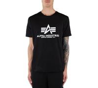 T-Shirt ALPHA INDUSTRIES "Basic T-Shirt", Herren, Gr. XL, schwarz (schwarz, 03), Single Jersey, Obermaterial: 100% Baumwolle, bedruckt, regular fit normal, Rundhals, normaler Saum, Shirts T-Shirt, Bau