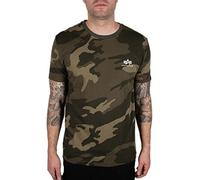 Rundhalsshirt ALPHA INDUSTRIES "BASIC T SMALL LOGO", Herren, Gr. XL, grün (olive camo), Single Jersey, Obermaterial: 100% Baumwolle, bedruckt, schmal normal, Rundhals, eingesetzt gerader Abschluss, Sh