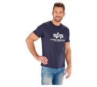 T-Shirt ALPHA INDUSTRIES "Basic T-Shirt", Damen, Gr. XXL, blau (navy02), Single Jersey, Obermaterial: 100% Baumwolle, bedruckt, regular fit normal, Rundhals, normaler Saum, Shirts T-Shirt, Baumwolle,