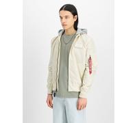 Bomberjacke ALPHA INDUSTRIES "Alpha Industries Men - Bomber Jackets MA-1 TT Two Tone Hood", Herren, Gr. 2 XL, weiß (vintage weiß), Obermaterial: 100% Nylon, Futter: 100% Nylon, Kapuze: 75% Baumwolle, 