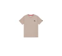 T-Shirt ALPHA INDUSTRIES "Camo Logo Puff Print Backprint T-Shirt", Herren, Gr. L, beige (vintage sand), Obermaterial: 100% Baumwolle, Shirts (30970069-L) vintage sand