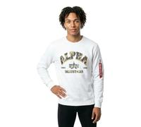 Sweater ALPHA INDUSTRIES "Alpha Industries Men - Sweatshirts College Camo Sweater" Gr. S, weiß (white) Herren Sweatshirts (53643702-S) white