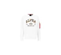Sweater ALPHA INDUSTRIES "Alpha Industries Men - Sweatshirts College Camo Sweater" Gr. L, weiß (white) Herren Sweatshirts (53643702-L) white
