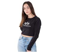 Sweater ALPHA INDUSTRIES "Basic Cropped Longsleeve W", Damen, Gr. M, schwarz, Obermaterial: 95% Baumwolle, 5% Elastan, slim fit, Sweatshirts Sweater (16541226-M) schwarz