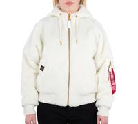 Alpha Industries Damen Bomberjacke MA-1 OS Hooded Teddy Wmn off white L