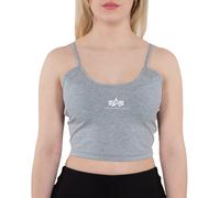 Alpha Industries Damen Top Basic Crop-Top SL greyheather/white XL
