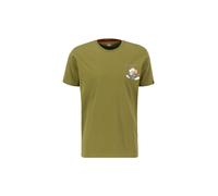 T-Shirt ALPHA INDUSTRIES "Alpha Industries Men - T-Shirts Flying Buzz Small Logo T", Herren, Gr. S, grün (moss grün), Obermaterial: 100% Baumwolle, Kurzarm, Shirts (50232760-S) moss grün