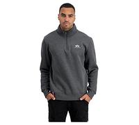 Alpha Industries Half Zip Sweater SL Sweatshirt für Herren Charcoal Heather/White