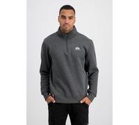 Alpha Industries Half Zip Sweater SL Sweatshirt für Herren Charcoal Heather/White