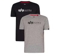 Alpha Industries Herren Alpha Label T 2 Pack T-Shirt, Grey.Heat/Rep.Blue, XXL (2er Pack)