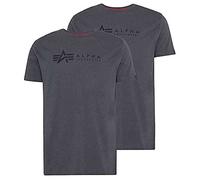 Alpha Industries Herren Alpha Label T 2 Pack T-Shirt, Greyblack/Black, M (2er Pack)