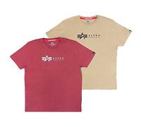 Alpha Industries Herren Alpha Label T 2 Pack T-Shirt, Olive/Burgundy, XXL (2er Pack)