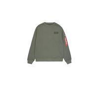 Sweatshirt ALPHA INDUSTRIES "Back Print Crewneck", Herren, Gr. XXL, grün (schwarz olive), Sweatware, Obermaterial: 80% Baumwolle, 20% Polyester, bedruckt, modisch, regular fit normal, Rundhals, Langar
