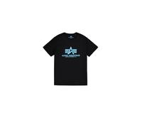 T-Shirt ALPHA INDUSTRIES "Basic T-Shirt", Herren, Gr. L, schwarz (schwarz, blau), Single Jersey, Obermaterial: 100% Baumwolle, bedruckt, regular fit normal, Rundhals, normaler Saum, Shirts T-Shirt, Ba