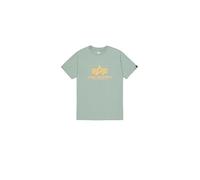 T-Shirt ALPHA INDUSTRIES "Basic T-Shirt", Herren, Gr. XL, frost grün, Single Jersey, Obermaterial: 100% Baumwolle, bedruckt, regular fit normal, Rundhals, normaler Saum, Shirts T-Shirt, Baumwolle, reg
