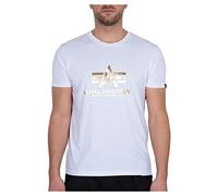 Alpha Industries Basic Foil Print T-Shirt, weiss-gelb, Größe S für Männer