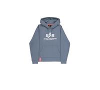 Kapuzensweatshirt ALPHA INDUSTRIES "Basic Hoody", Herren, Gr. M, blau (denim blau), angeraute Sweatware, Obermaterial: 80% Baumwolle, 20% Polyester, bedruckt, normal normal, Rundhals, Rippbündchen, Sw