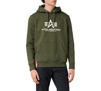 Kapuzensweatshirt ALPHA INDUSTRIES "Basic Hoody", Herren, Gr. L, blau (schwarz petrol), angeraute Sweatware, Obermaterial: 80% Baumwolle, 20% Polyester, bedruckt, normal normal, Rundhals, Rippbündchen
