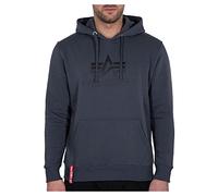 Kapuzensweatshirt ALPHA INDUSTRIES "Basic Hoody", Herren, Gr. M, schwarz (grauschwarz, schwarz), angeraute Sweatware, Obermaterial: 100% Baumwolle, bedruckt, normal normal, Rundhals, Rippbündchen, Swe
