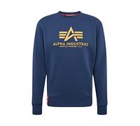 Alpha Industries Herren Basic Pullover Sweatshirt, Blickdicht, New Navy/Weizen, XL