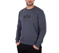 Alpha Industries Herren Basic Pullover Sweatshirt, Grauschwarz/Schwarz, XL
