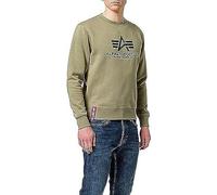 Sweatshirt ALPHA INDUSTRIES "Basic Sweater", Herren, Gr. L, grün (olive), angeraute Sweatware, Obermaterial: 80% Baumwolle, 20% Polyester, bedruckt, normal normal, Rundhals, Rippbündchen, Sweatshirts