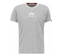 Alpha Industries Herren Basic T Contrast ML T-Shirt, Grey Heather, S