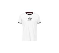 Alpha Industries Herren Basic T Contrast ML T-Shirt, White, S