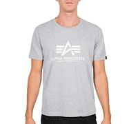 ALPHA INDUSTRIES Herren Basic T-shirt, Grey Heather/White 230, S