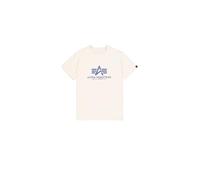 Alpha Industries Basic T-Shirt – Kurzarm, Rundhals, Baumwolle – Vintage White/Night Purple M