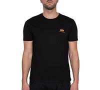 Alpha Industries Herren Basic T Small Logo T-Shirt, Black/Neon Orange, M