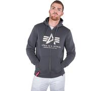 Kapuzensweatjacke ALPHA INDUSTRIES "BASIC ZIP HOODY" Gr. XXL, grau (grey, black) Herren Sweatjacken Hoodies (68298006-XXL)
