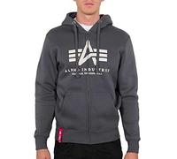 Alpha Industries Herren Basic Zip Hoodie Kapuzenpullover, Greyblack, S