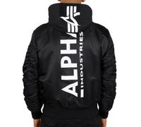 Alpha Industries - MA-1 Zip Hood Backprint Bomber Jacke - Black/White 3XL